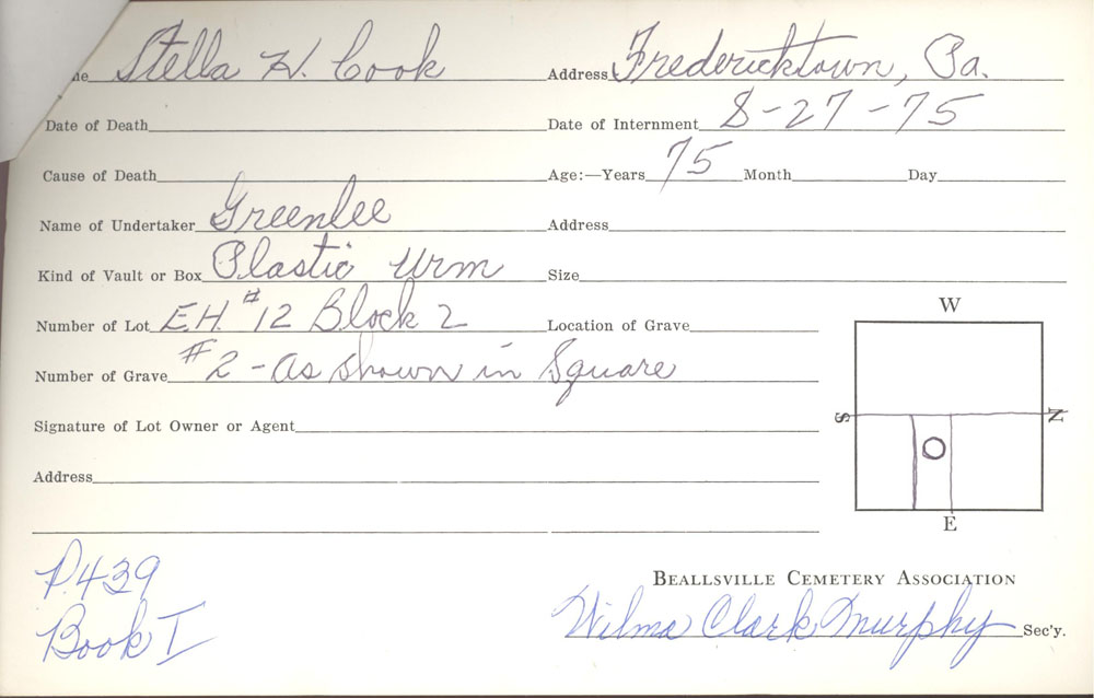 burial card